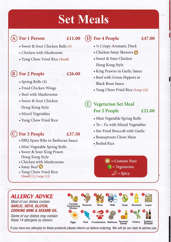 China House Menu Bow Street 