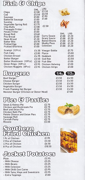 Menu of xxxxx