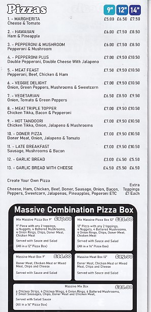 Menu of xxxxx