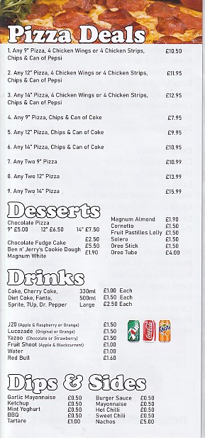 Menu of xxxxx