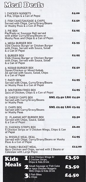 Menu of xxxxx