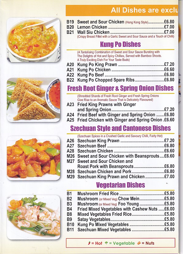 Dragon House Chinese menu, Fishguard