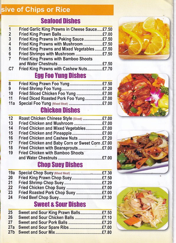 Dragon House Chinese menu, Fishguard